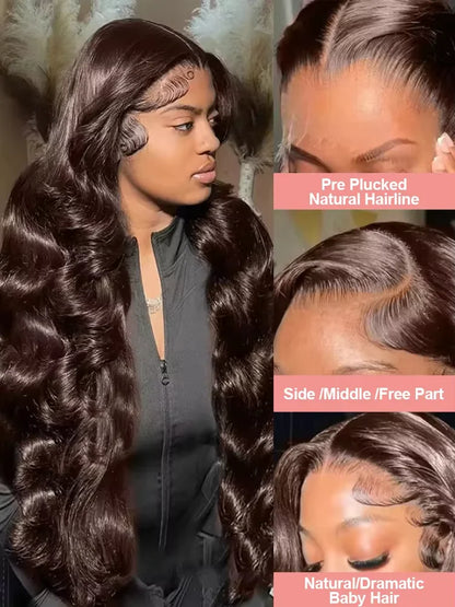 13x4 HD Lace Front Wig Chocolate Brown Body Wave Human Hair