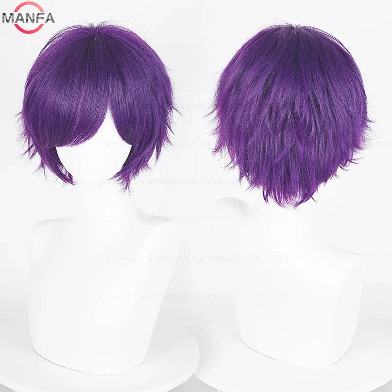 Short Straight Anime Cosplay Wig – 30cm, Multiple Colors for Men & Women