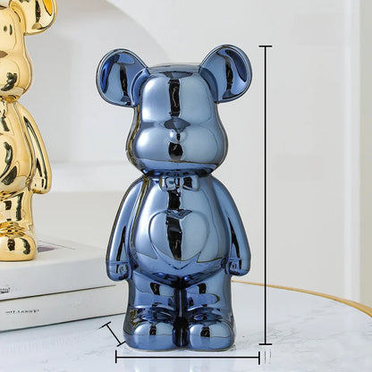 Bear Brick Ceramic Statue – Holographic Iridescent Bear Figurine Decor