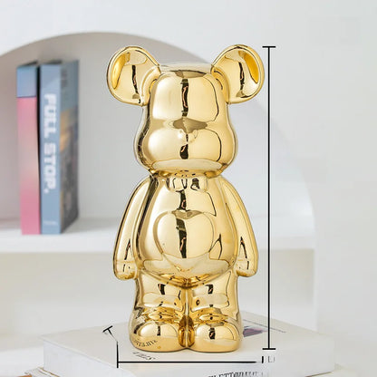 Bear Brick Ceramic Statue – Holographic Iridescent Bear Figurine Decor