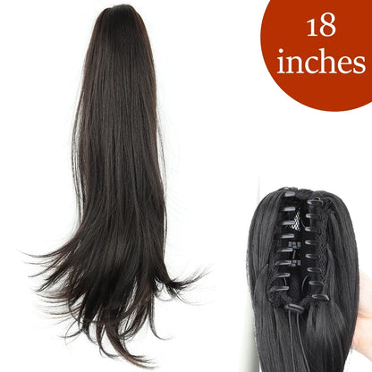 Claw Clip Ponytail Extension 24 Inch Wavy Synthetic Hair Heat Resistant