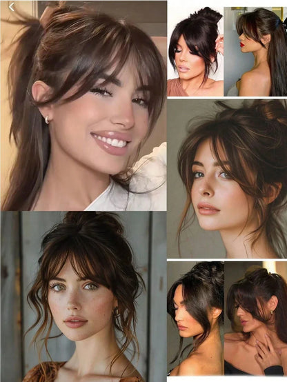 Clip-In Bangs Hair Extension Natural Seamless Side Swept Fringe