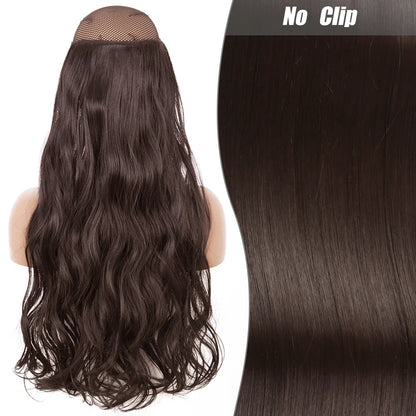 Clip-Free Straight Hair Extension Long Synthetic Hairpiece