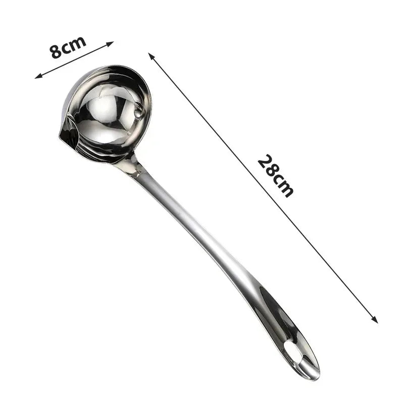Stainless Steel Oil Skimmer Spoon – Soup Fat Separator & Colander Ladle