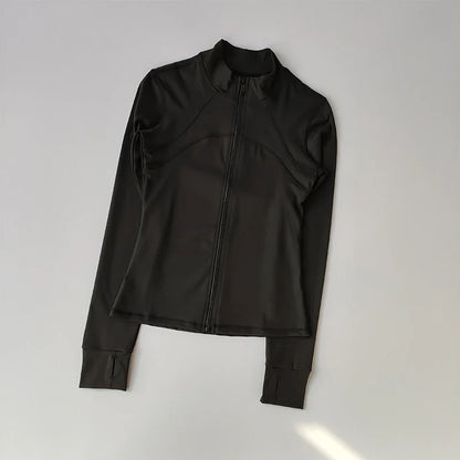Full-Zip Athletic Jacket – Women's Slim Fit Stand Collar Sports Top