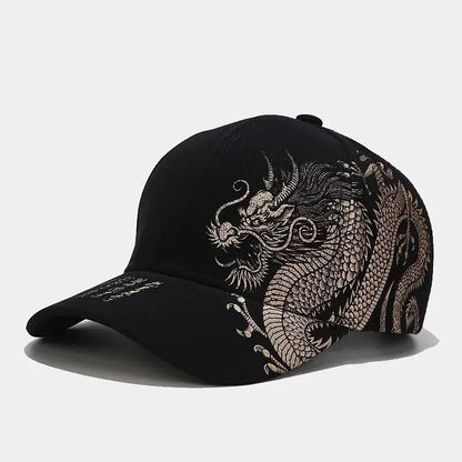 Dragon Pattern Baseball Hat – Chinese Style Cap for Men & Women