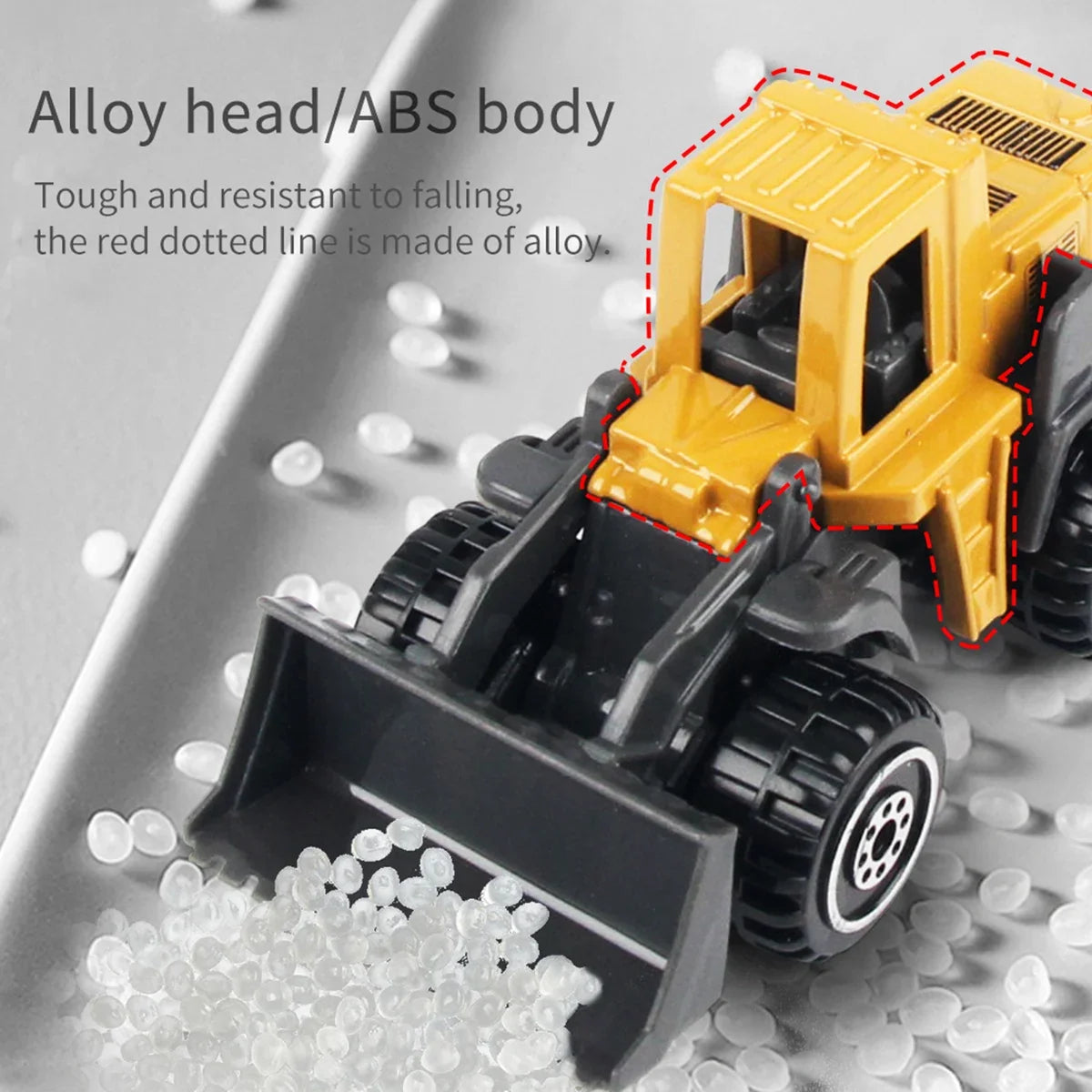 6-Piece Alloy Construction Truck Toy Set – Excavator, Loader & Tractor