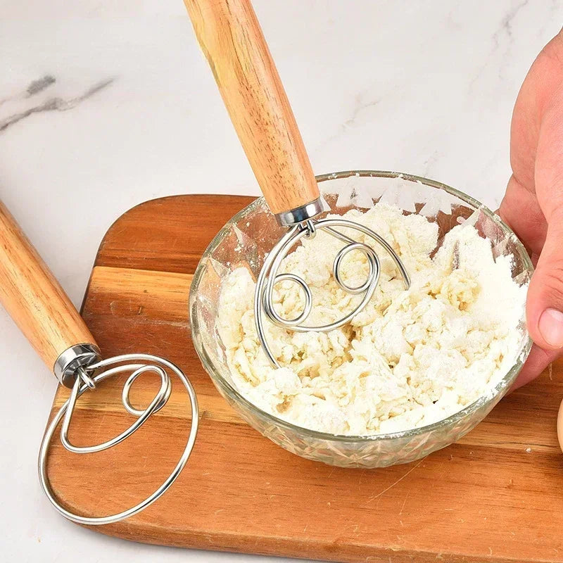 Danish Dough Whisk – Stainless Steel with Wooden Handle