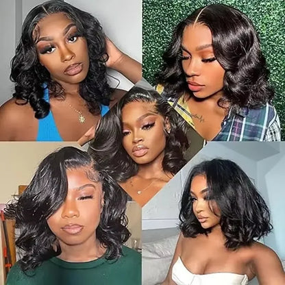 Short Bob Lace Front Wig Human Hair – Loose Body Wave 13x4 HD Lace 200% & 250% Density