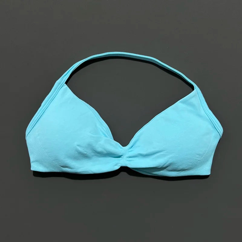 Seamless Halter Sports Bra – Women's Push-Up Gym Bra