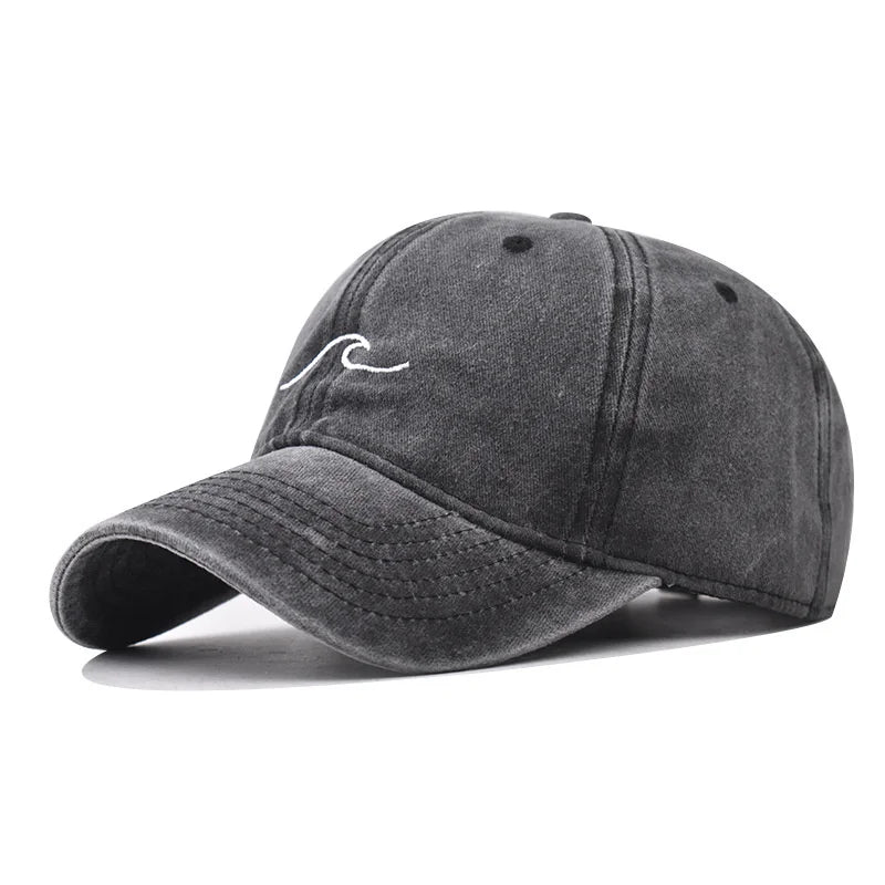 Wave Embroidered Baseball Cap – Unisex Adjustable Dad Hat