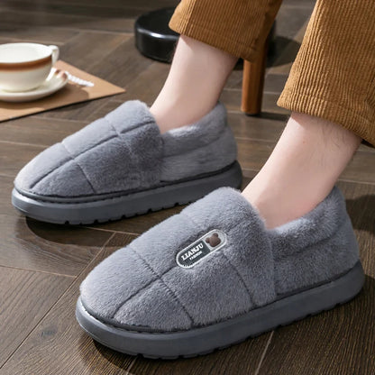 Plush Winter Slippers – Closed-Toe Wrap-Heel Warm Indoor Shoes