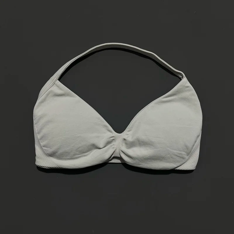 Women's Strappy Sports Bra – Padded Push-Up Gym Top