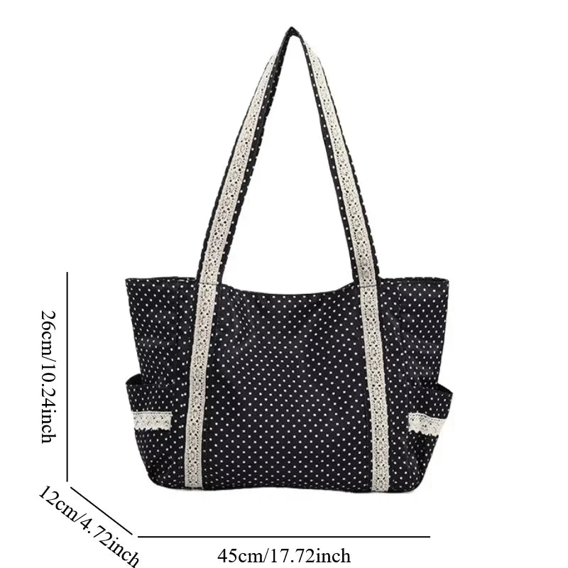 Canvas Tote Bag – Women's Korean Vintage Lace Shoulder Handbag