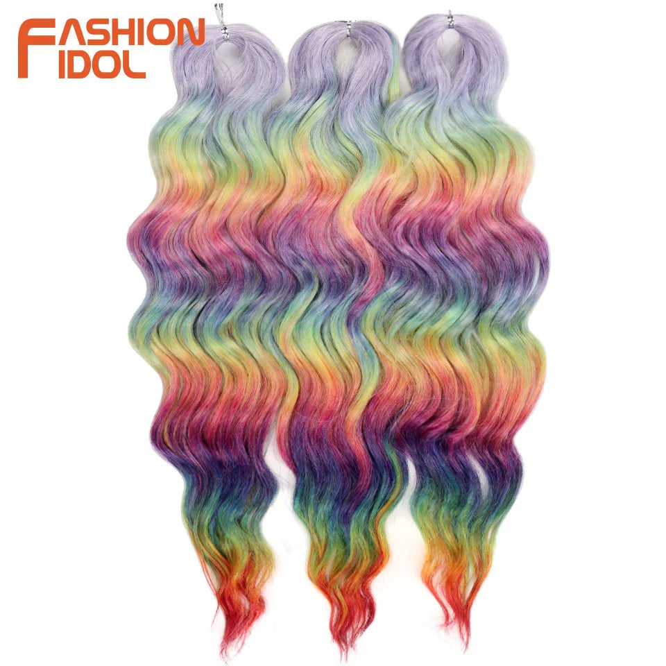 24 Inch Water Wave Crochet Braiding Hair Extensions – Synthetic Ombre