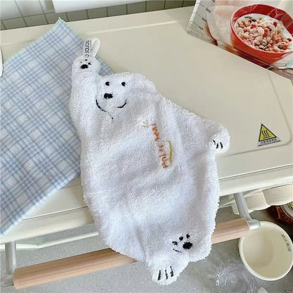 Polar Bear Hanging Hand Towel – Soft Absorbent Kitchen & Bath