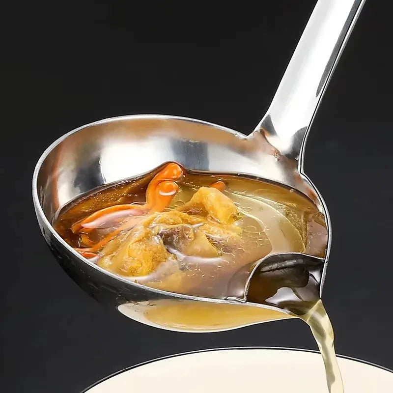 Stainless Steel Oil Skimmer Spoon – Soup Fat Separator & Colander Ladle