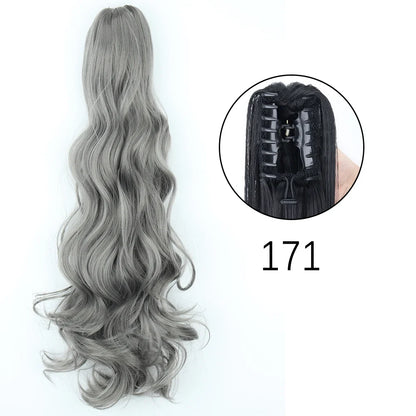 Claw Clip Ponytail Extension 24 Inch Wavy Synthetic Hair Heat Resistant