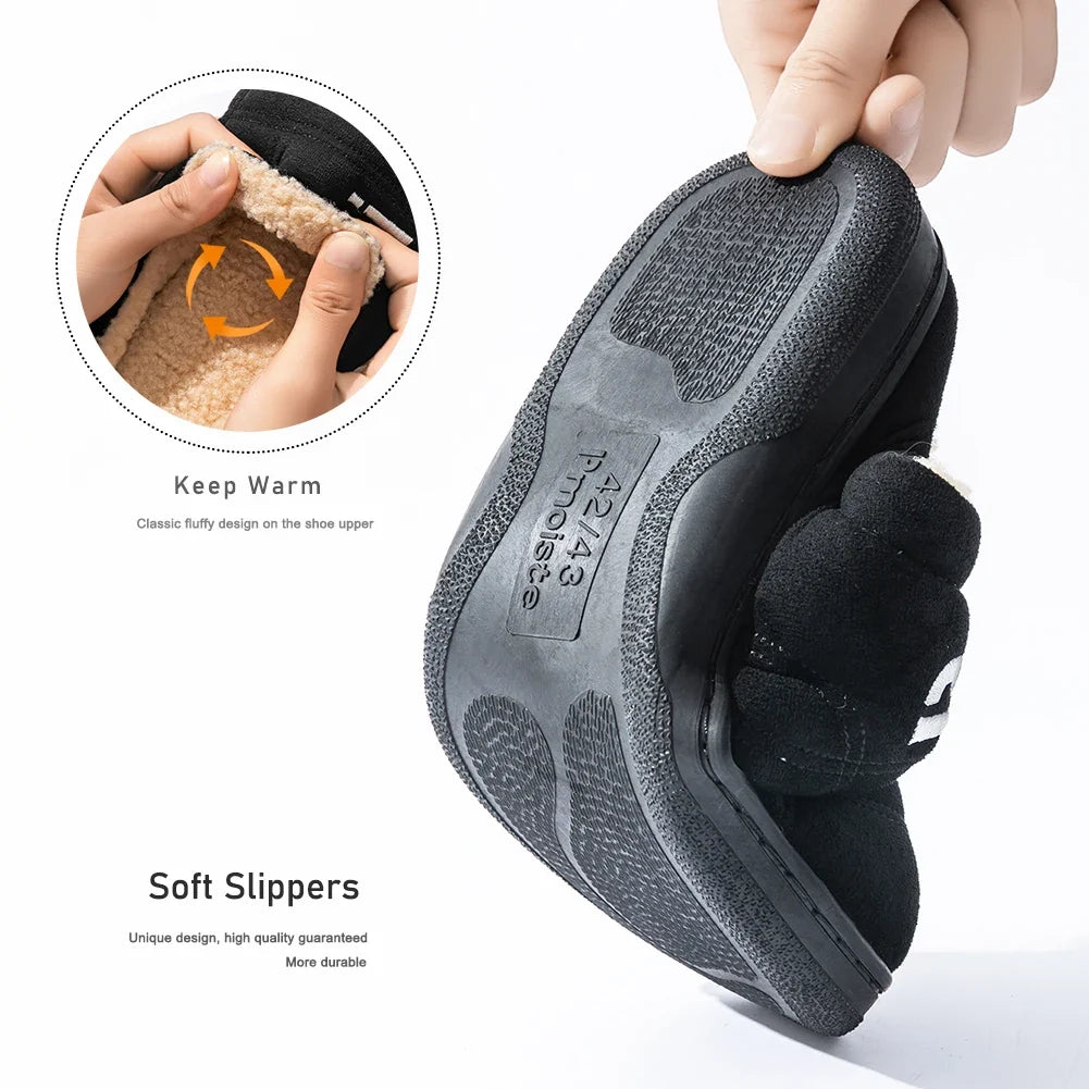 Men's Suede Winter Slippers Memory Foam Fleece-Lined Platform