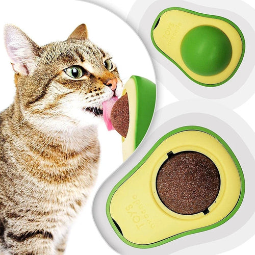 Catnip Avocado Ball Cat Toy – Rotatable Wall Sticker with Teeth Cleaning