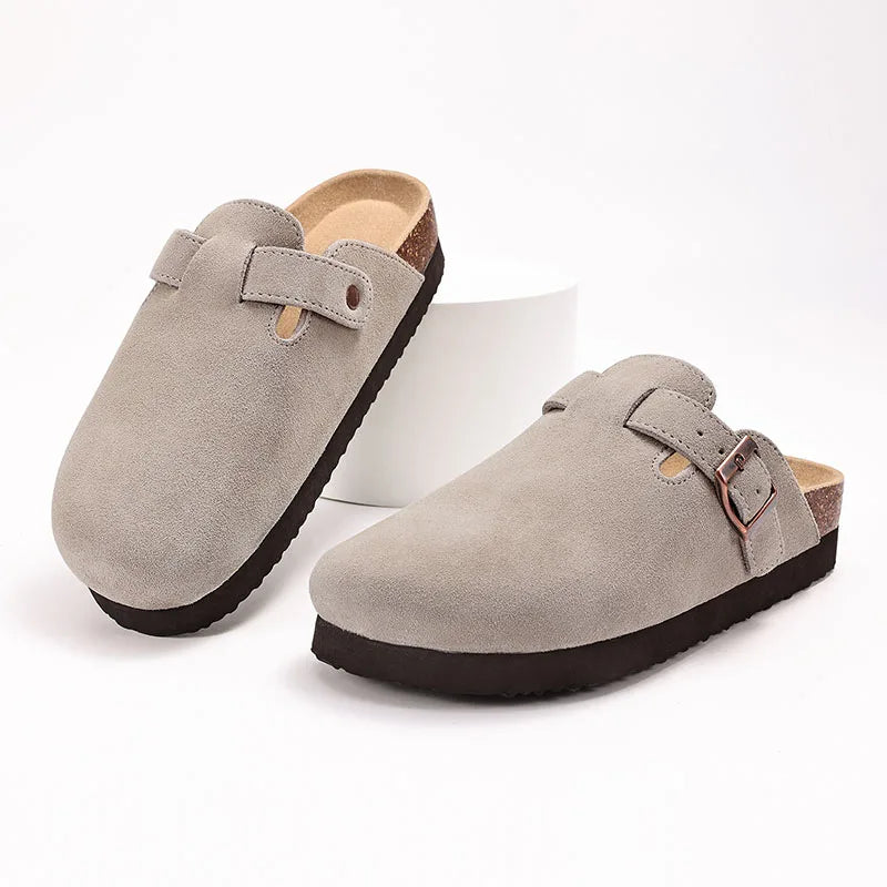 Suede Mule Clogs – Women's Cork Arch Support Outdoor Slippers