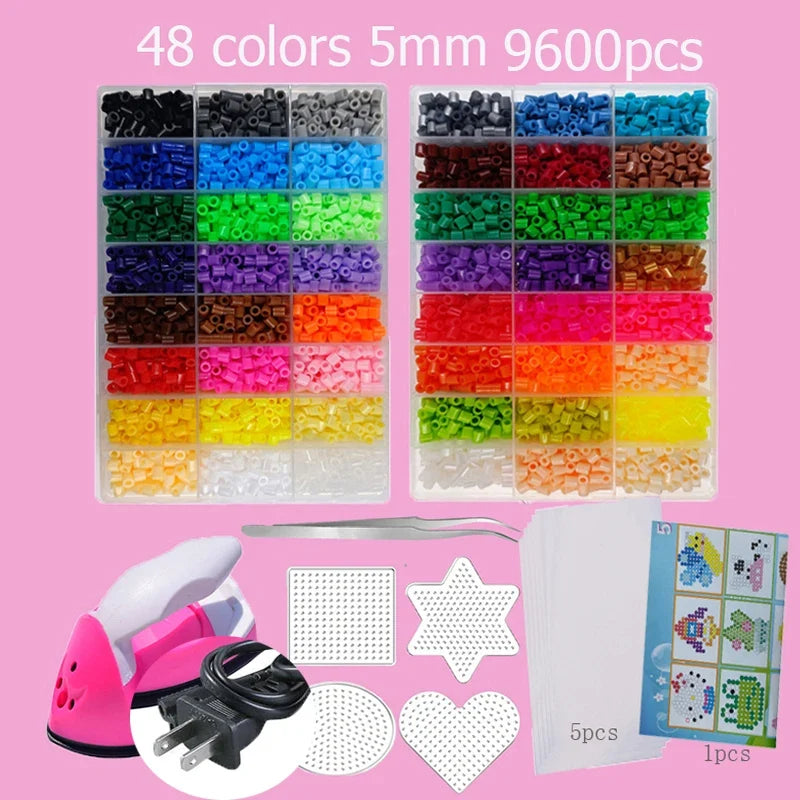 Hama Beads Kit – Fuse Bead Set with Pegboards & Iron