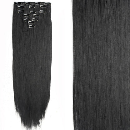 Clip-In Hair Extensions 7pcs 16 Clips Wavy Synthetic 24 Inch