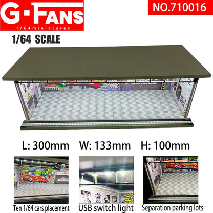 G-Fans 1/64 Scale Parking Lot Diorama Scene with LED Light