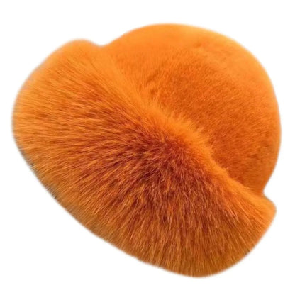 Fluffy Faux Fur Beret Hat – Women's Winter Plush Cap
