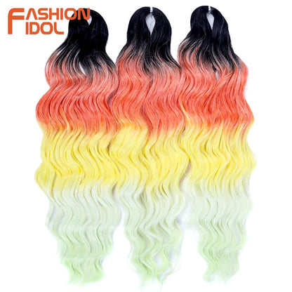 24 Inch Water Wave Crochet Braiding Hair Extensions – Synthetic Ombre