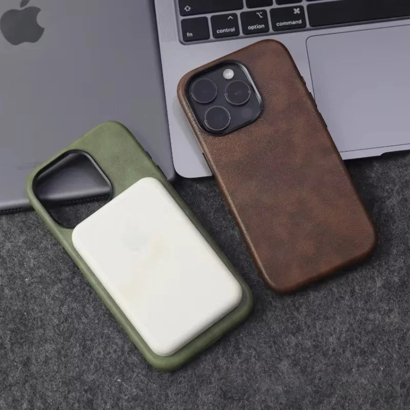 Leather MagSafe iPhone Case – Retro Crazy Horse Texture