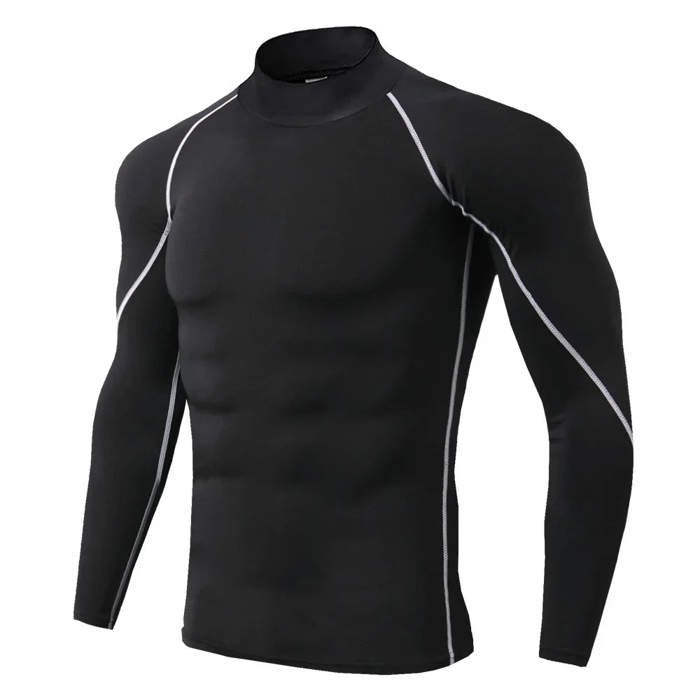 Men's Compression Shirt Long Sleeve Quick-Dry Gym Running Workout Top