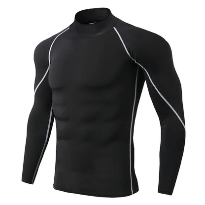 Men's Compression Shirt Long Sleeve Quick-Dry Gym Running Workout Top