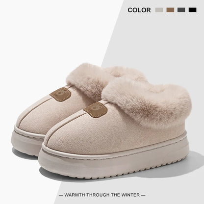 Fleece-Lined Winter Slippers – Ankle Cover Warm House Shoes