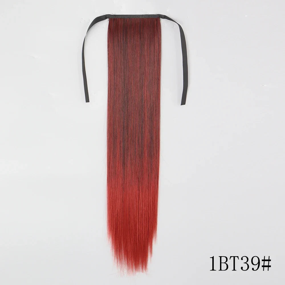 Wrap Around Ponytail Extension – Long Straight Synthetic Clip-In