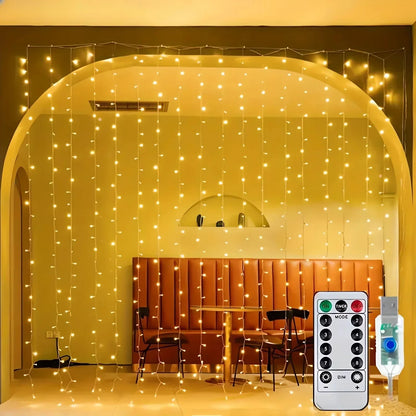 LED Curtain Fairy Lights – USB Remote Control 3M String