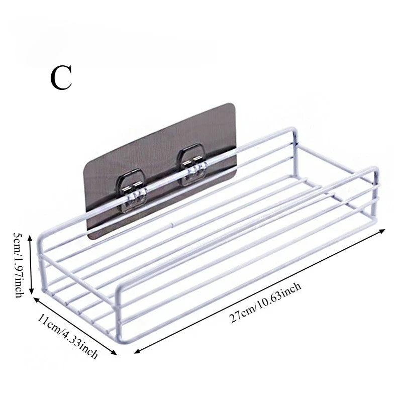 Punch-Free Wall-Mounted Storage Rack – Kitchen & Bathroom Organizer