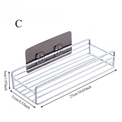 Punch-Free Wall-Mounted Storage Rack – Kitchen & Bathroom Organizer