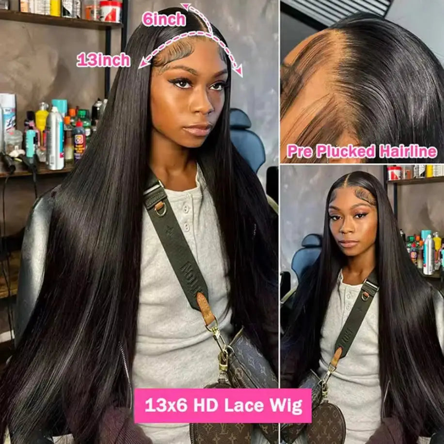 Bone Straight Human Hair Wig – 13x4 13x6 5x5 HD Lace, 250% Density, Glueless