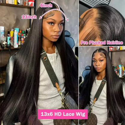 Bone Straight Human Hair Wig – 13x4 13x6 5x5 HD Lace, 250% Density, Glueless