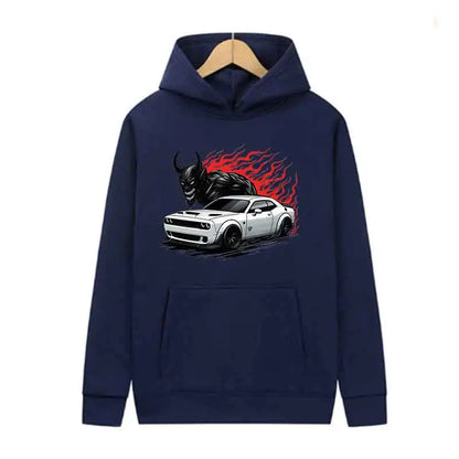 Muscle Supercar Graphic Hoodie Unisex Fleece Streetwear Pullover