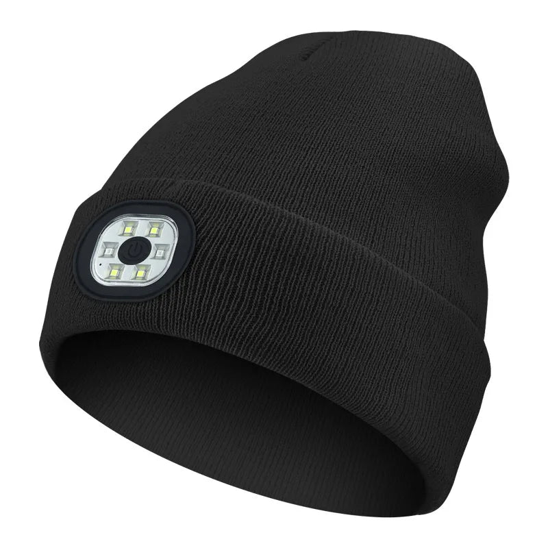 LED Beanie Hat with Built-In Headlamp – USB Rechargeable