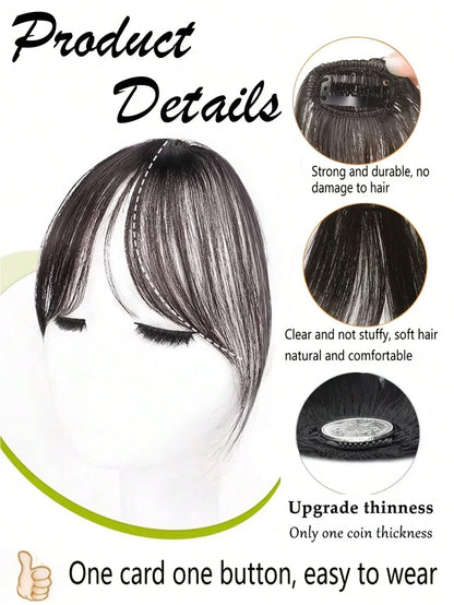 Clip-In Bangs Hair Extension Natural Seamless Side Swept Fringe