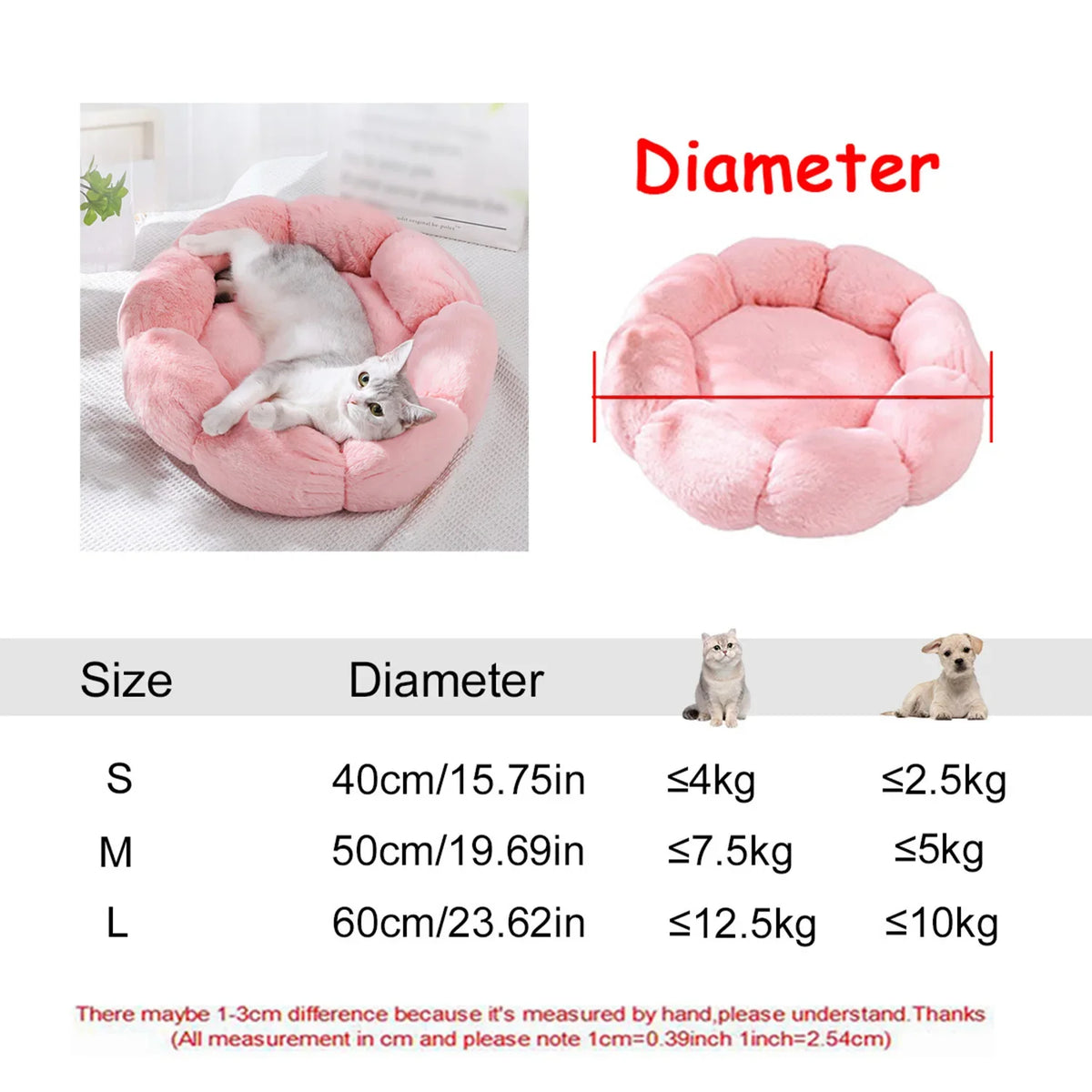 Round Plush Pet Bed – Super Soft Donut Bed for Dogs & Cats