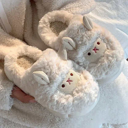 Fluffy Cartoon Plush Slippers – Warm Indoor House Shoes for Women & Men