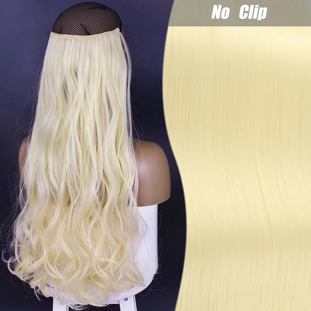 Clip-Free Straight Hair Extension Long Synthetic Hairpiece