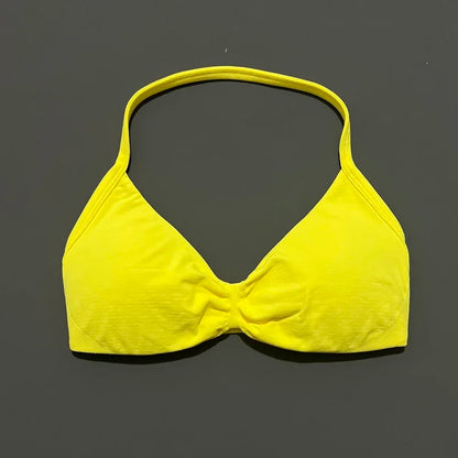 Seamless Halter Sports Bra – Women's Push-Up Gym Bra