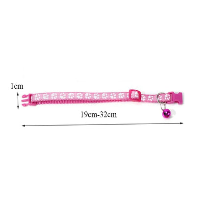 Cat & Dog Bell Collar with Paw Print – Adjustable