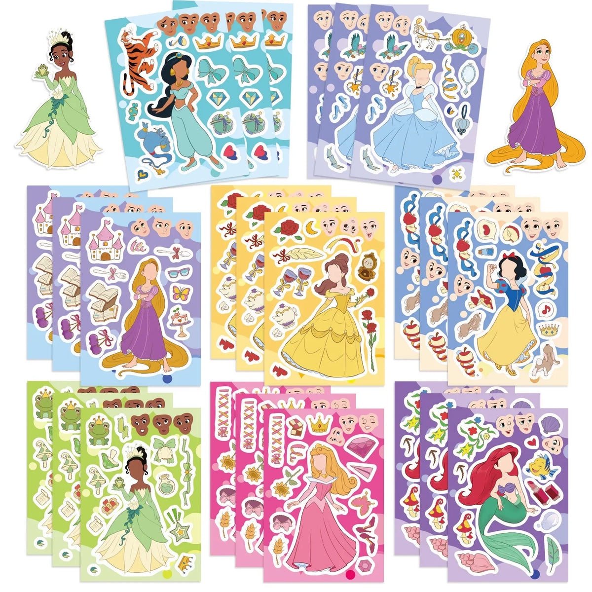 Disney Princess Make-a-Face DIY Sticker Sheets – 8, 16 or 24 Pack