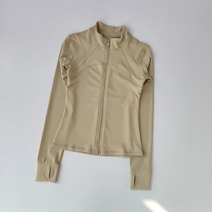 Women's Full-Zip Yoga Sports Jacket – Standing Collar Running Top
